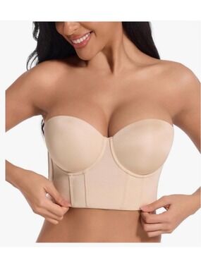 Beige Strapless Bustier Bra Size 40D